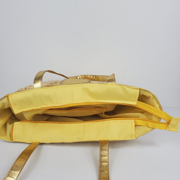 Bijoux Terner Yellow/Gold 100% Straw Bag Tote - Picture 6 of 8
